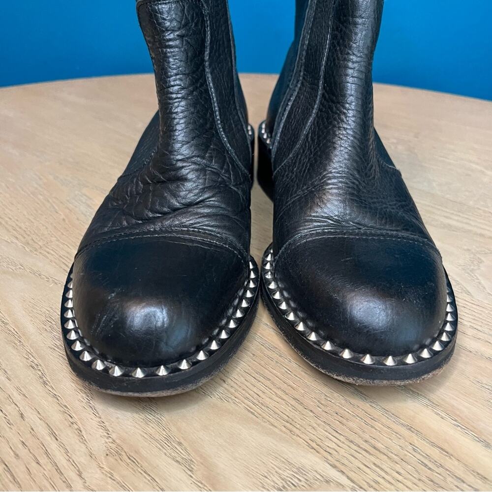 Zadig & Voltaire Empress Clous Round Toe Leather Black Studded Boots Size 37 - Picture 4 of 10